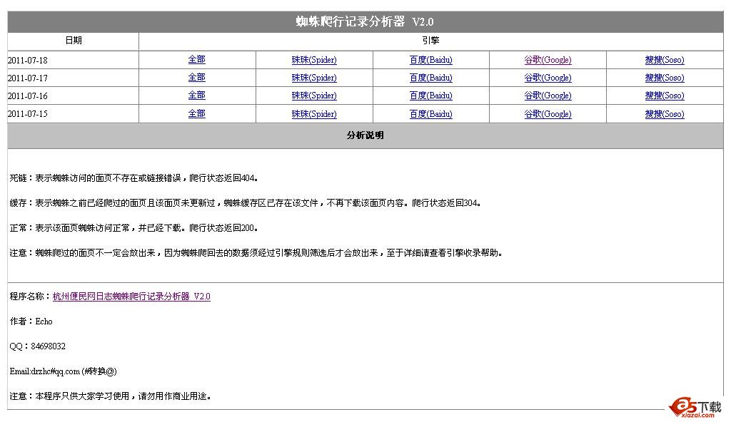 杭州便民网蜘蛛爬行记录分析工具 V2.0