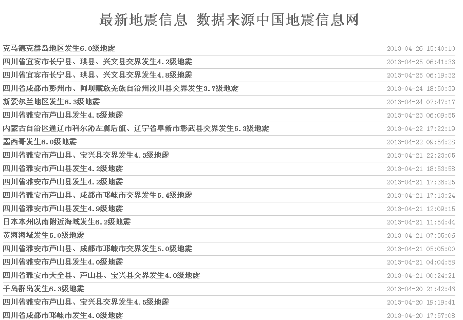最新时时地震信息程序 V1.0