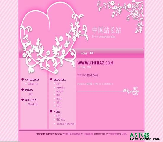 Wordpress 情人节模板下载