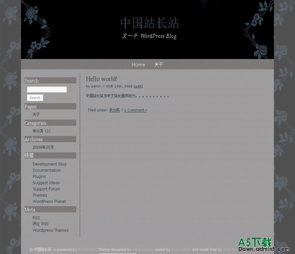 Wordpress Blue Grey模板