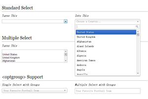 jquery选择组合框复杂库