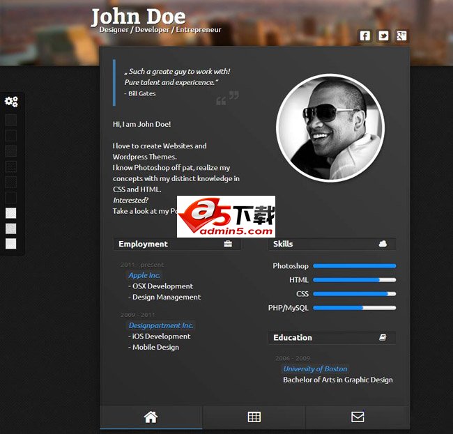 自定义换肤WEB简历模板