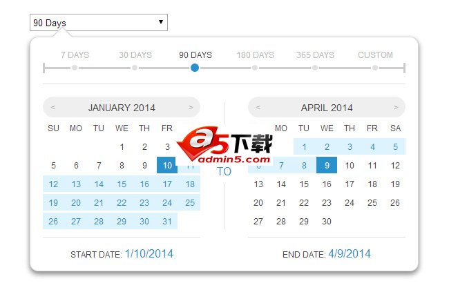 jQ带日期区间的日期选择插件