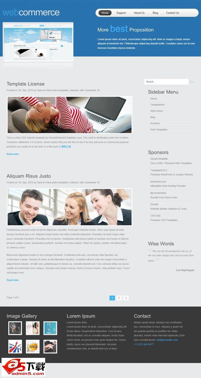 蓝色背景软件产品展示网站模板