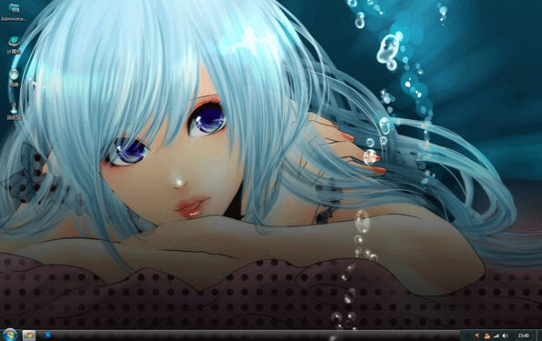 初音女孩泡泡唯美win7主题