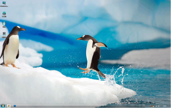 可爱南极企鹅win7主题