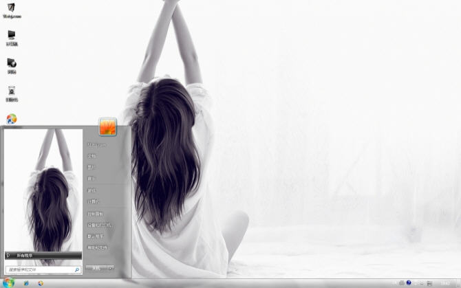 慵懒美女美背win7主题