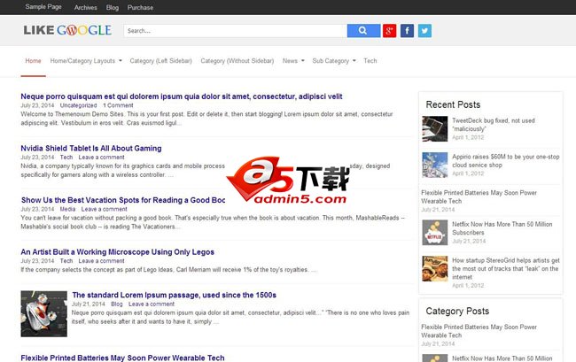 仿google的界面wordpress主题