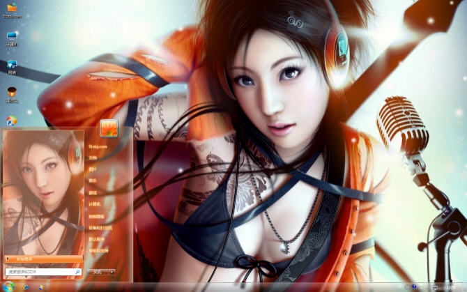 酒吧dj美女win7主题