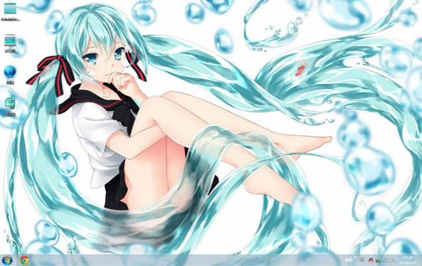 水蓝初音未来电脑主题