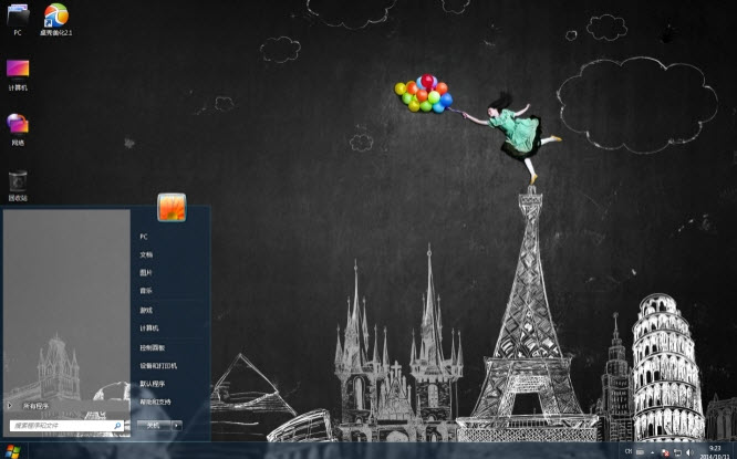 铁塔飞梦win7桌面