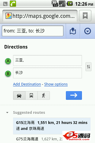在地图上显示两点间路径源码下载