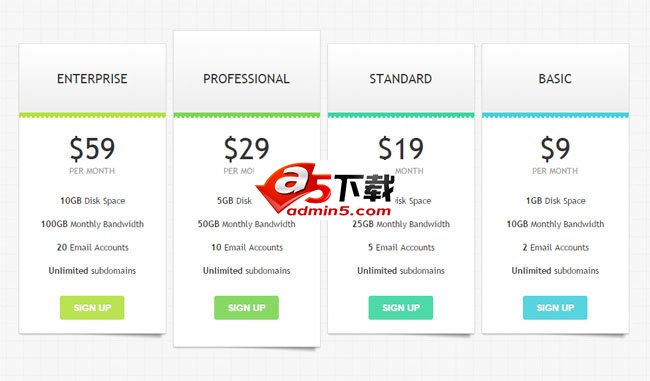 适合产品销售页面CSS3定价表