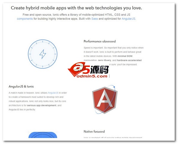 ionic HTML5 移动应用框架