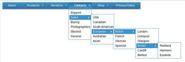 JS+CSS实现六级网站导航主菜单效果