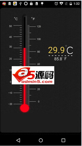 Android利用温度传感器实现带动画效果的电子温度计
