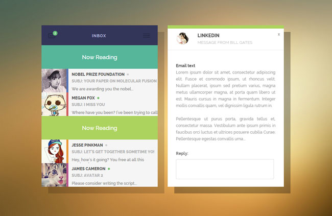  CSS3邮件收件箱列出邮件特效