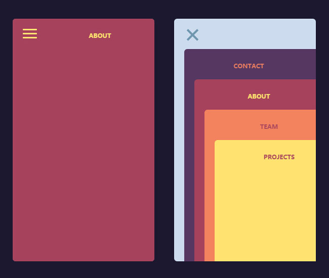 jQuery多层堆叠展示导航菜单代码