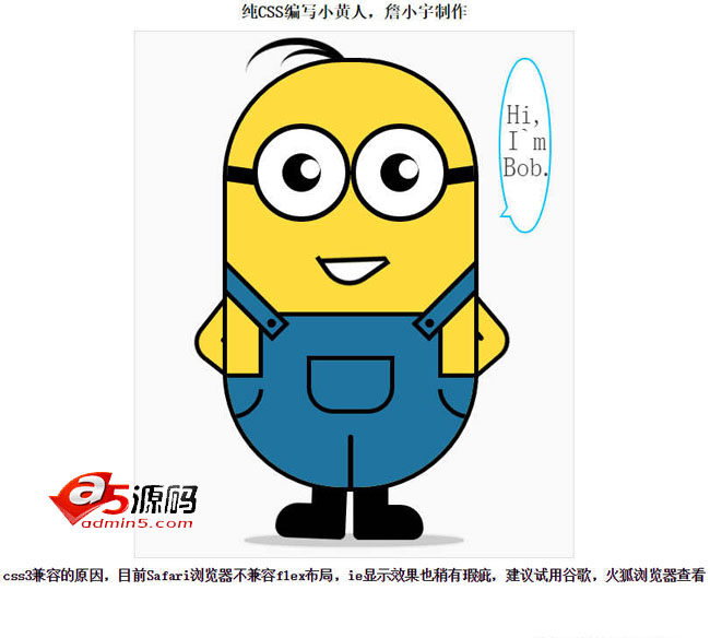 CSS3绘制小黄人头像动画代码