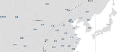 html5基于canvas实现的中国地图各省坐标指向北京效果