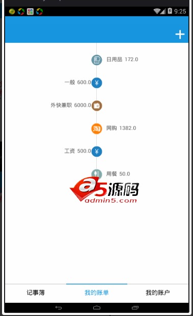Android软件源码类似时间轴记录的记账记事本