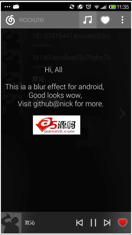 Android项目源码非常简洁的RockLite音乐播放器