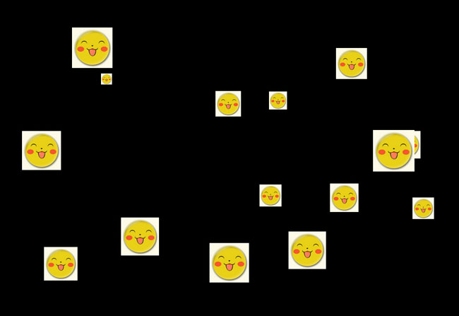  原生js随机位置出现笑脸图片代码