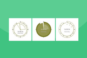 基于canvas的15种不同外观时钟js插件