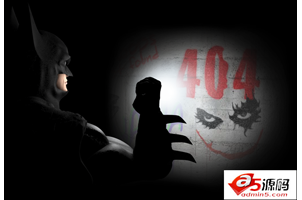 JQUERY带内容交互互动的404黑色全屏蝙蝠侠页面代码