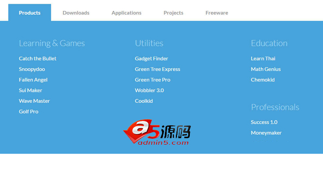 jQuery微软官网全屏导航下拉菜单