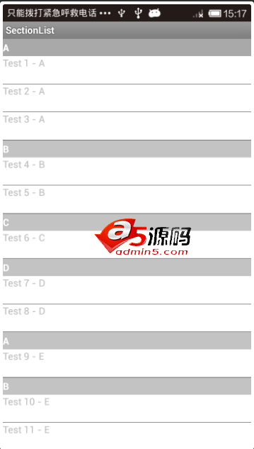 Android例子源码qq群组向上滚动SectionListView_Plus