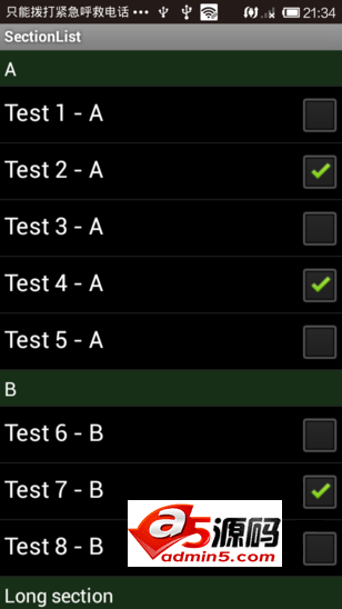Android例子源码支持多选的列表组例子