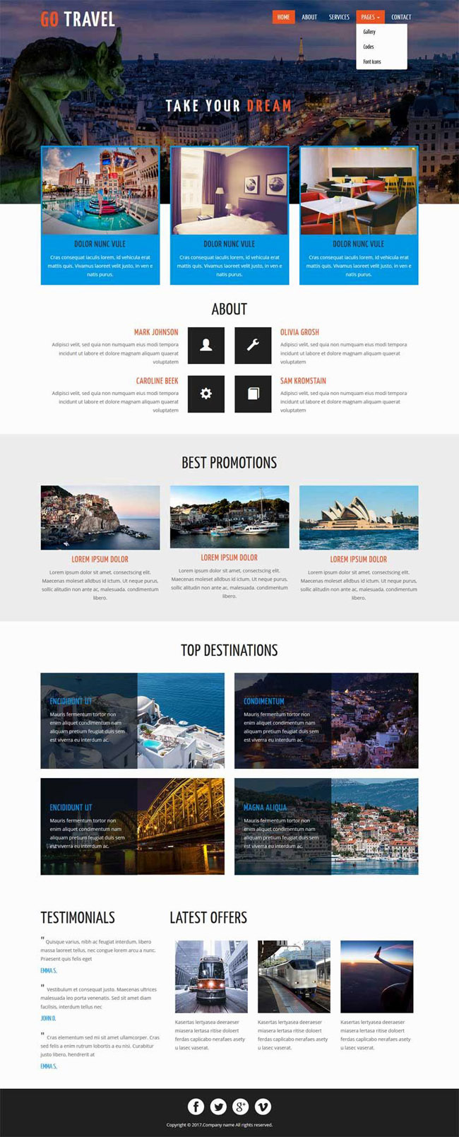 国外著名旅游景点介绍网站静态模板