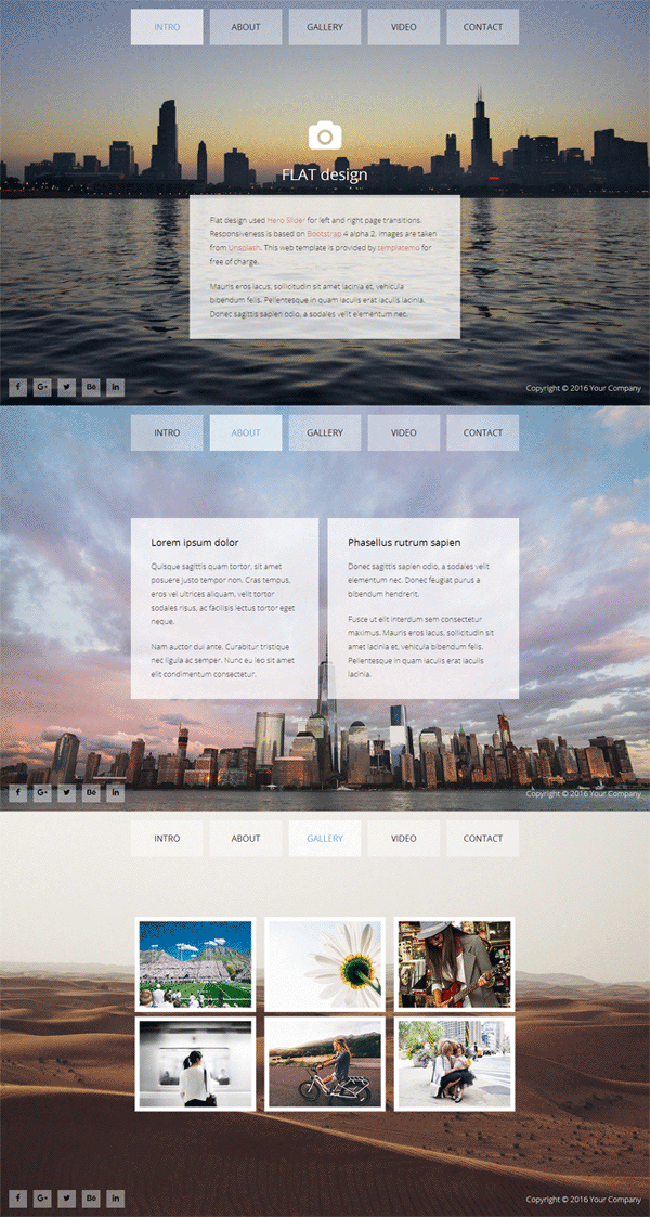 简单全屏滑动的css3个人博客网站模板