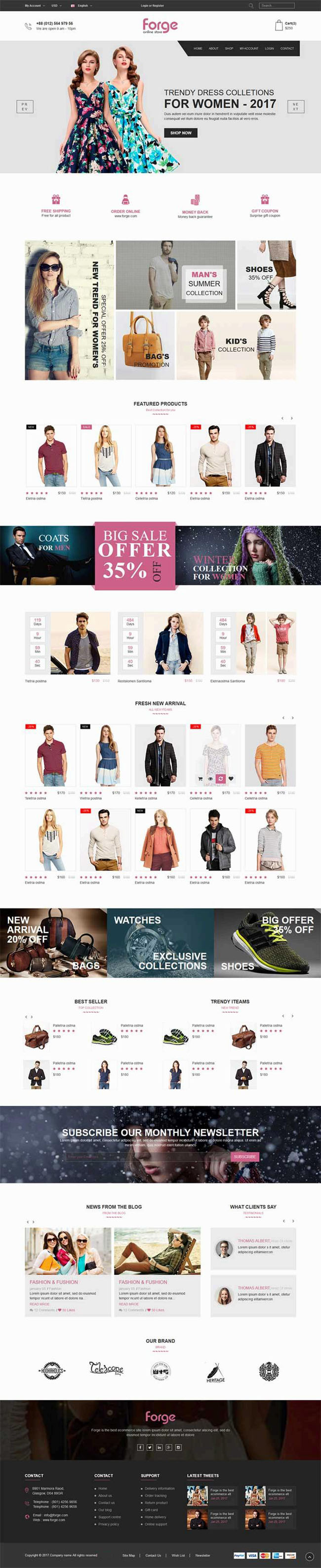 黑色html5时尚服装购物商城模板