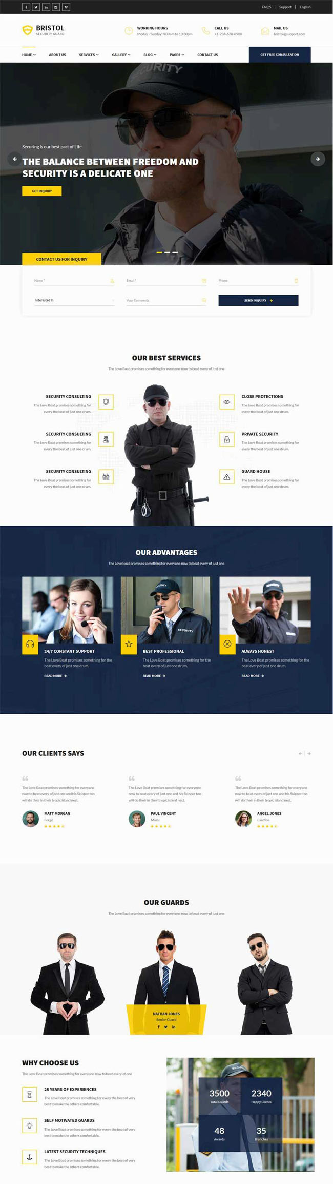 宽屏大气的保镖安保公司网站模板