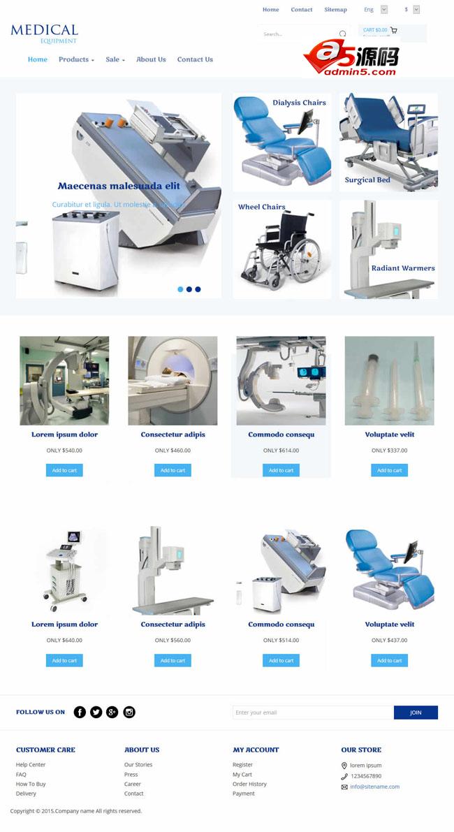 医疗设备公司响应式网页模板