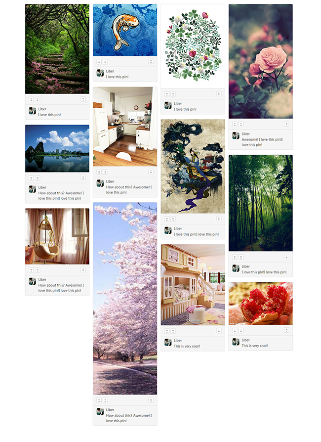 Pinterest网格瀑布流布局代码