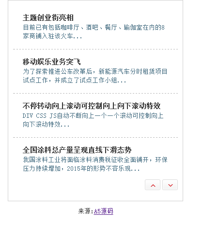 jQuery按钮控制文字上下滚动代码