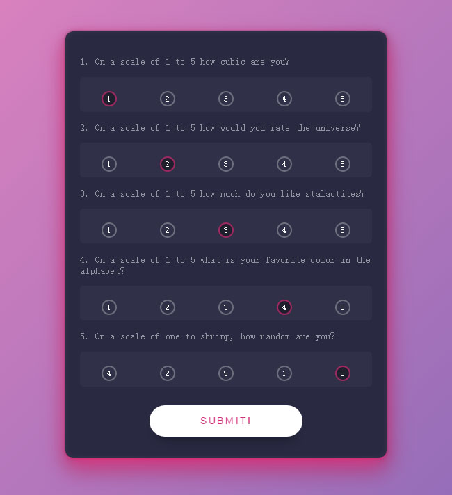 jQuery问卷调查选择题表单代码