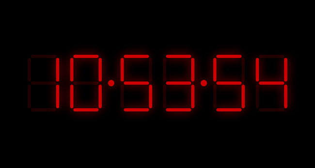 JS酷炫红色LED数字时钟代码