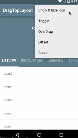 Android 下拉控件DragTopLayout