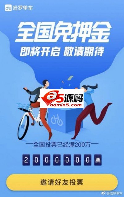 哈罗单车宣布全国所有城市信用免押金 预计覆盖1.6亿用户