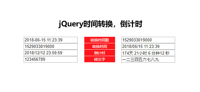  jQuery时间戳转换倒计时代码