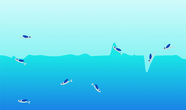  HTML5 Canvas海里鱼游动特效