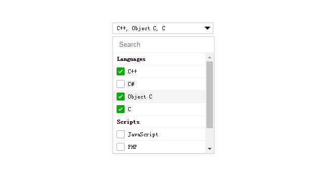  jQuery自定义下拉分类多选代码