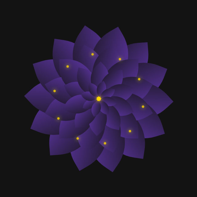  CSS3鼠标经过点亮紫色花瓣特效