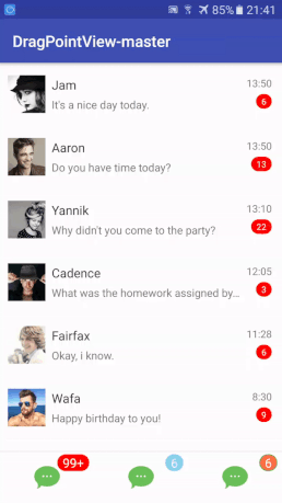 Android QQ 未读气泡拖拽组件源码