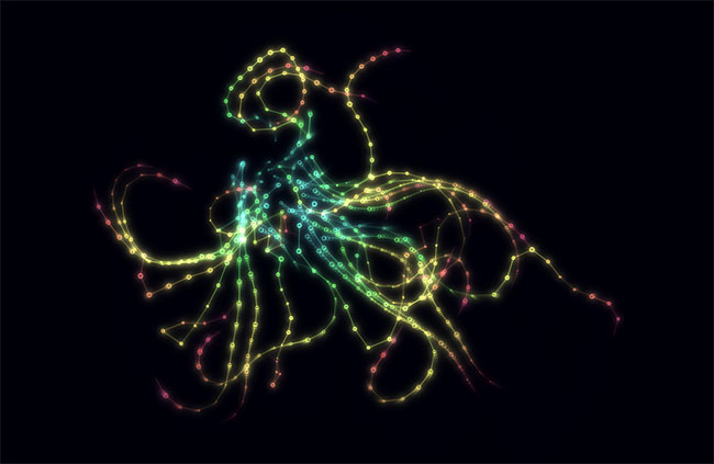  HTML5 Canvas发光微生物动画特效