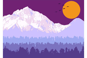 HTML5 SVG雪山树林场景特效